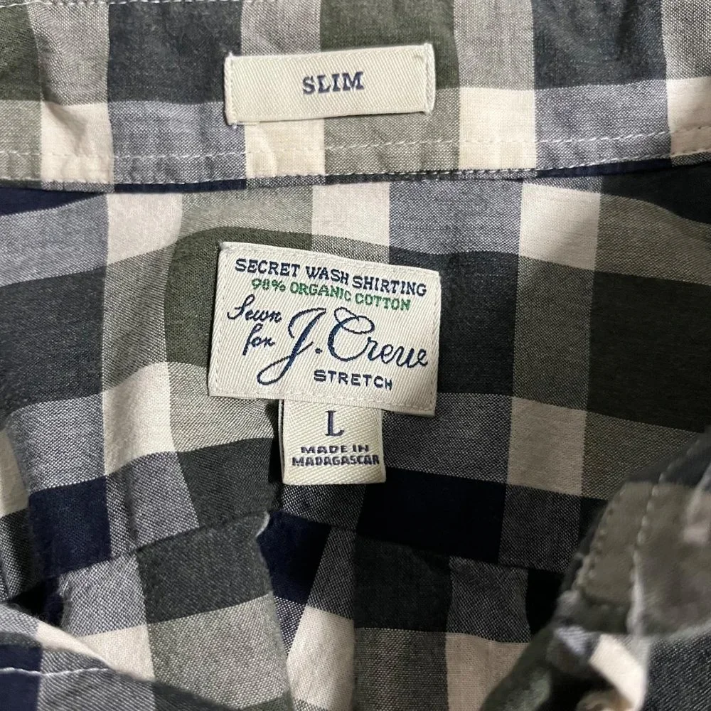 Love for J. Crew Slim Long Sleeve‎ Plaid Collard Shirt Size L